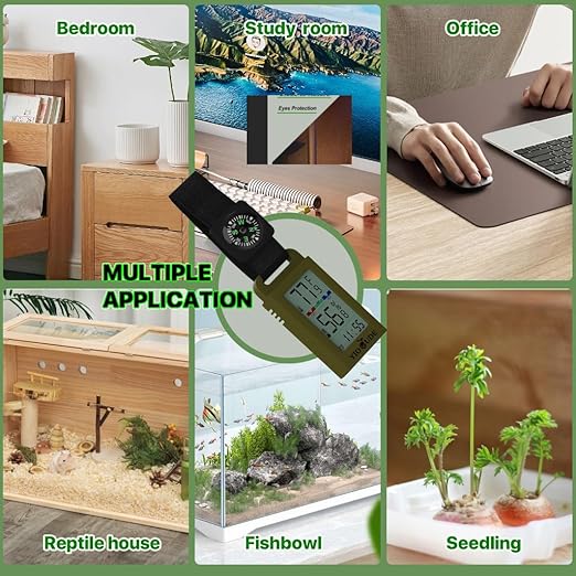 Indoor Outdoor Portable Thermometer Hygrometer with Accurate Temp & Humidity Detection Alarm Compass Crucial for a Comfortable Living Space, Camping, Workshop. Get it Now for a Controlled Environment