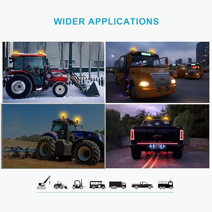 Agrieyes Amber Beacon Light 4.2Inch, Flashing Safety Warning Lights Permanent/Magnet Mount (Amber, Magnet)