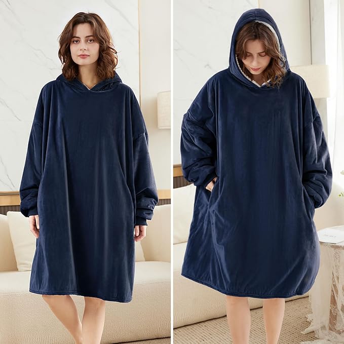 LetsFunny Blanket Hoodie,Oversized Wearable Sherpa Fleece Blanket Sweatshirt,Super Soft Warm Cozy with Giant Pocket,Gifts for Women Men Adults Teenagers Kids, One Size Fits All
