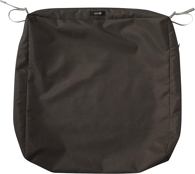 Classic Accessories Ravenna Water-Resistant 23 x 23 x 5 Inch Square Patio Seat Cushion Slip Cover & Foam, Espresso, Lounge Chair Cushion
