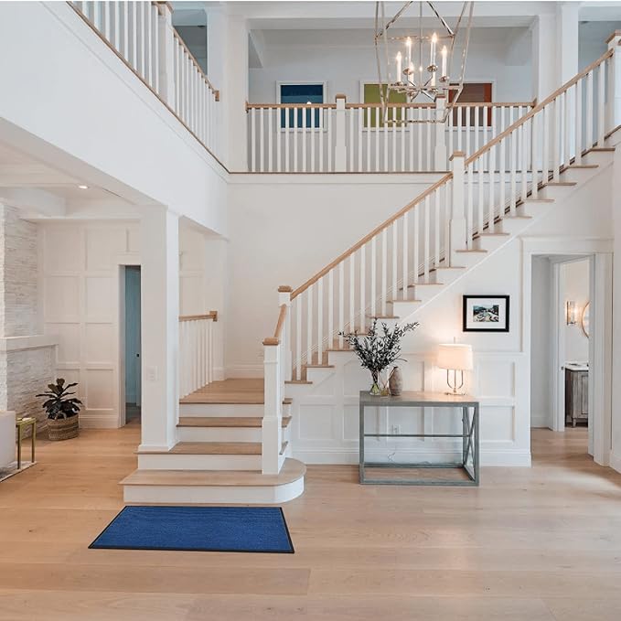 Heavy Duty Entrance Mats, Indoor and Outdoor Durable Rubber Door Mat, Easy Clean Waterproof Anti-Slip Doormat, Low Profile Floor Front Doormat Rugs for Entryway, Patio, Garage 60" x 35" Blue