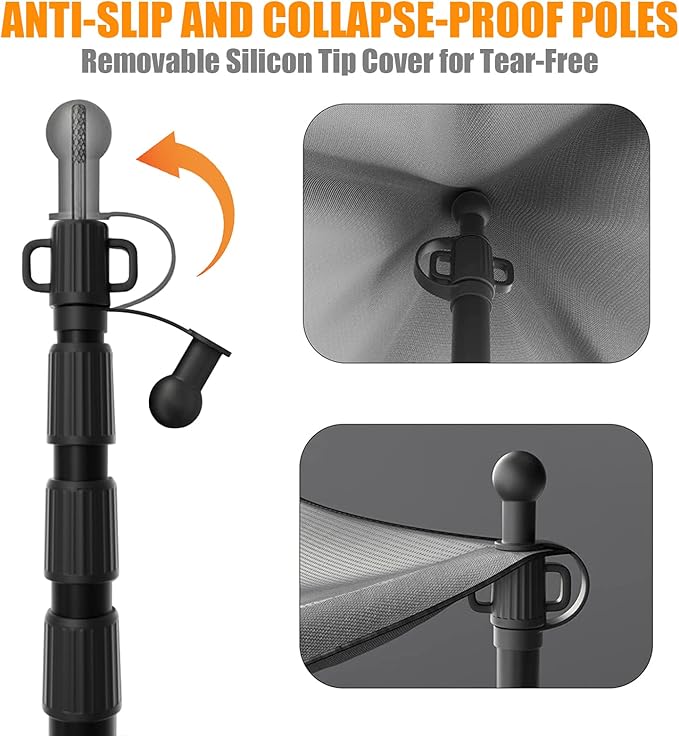 WILDROAD Tarp Poles Tent Poles Canopy Poles 8.37 ft, Telescoping Aluminum Poles with Non-Slip Aluminum Cone Bottom, Portable and Lightweight Camping Gear for Camping and Awnings, Set of 2