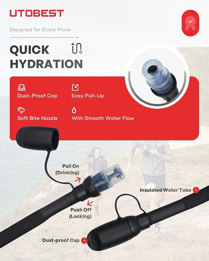 UTOBEST Hydration Bladder,TPU Water Bladder,Water Bladder for Hiking Backpack,BPA Free,Wide Opening,Leak-Proof,Water Reservoir for Hiking Cycling Camping Running