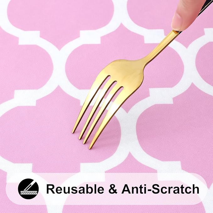 Smiry Rectangle Picnic Table Cover, Waterproof Elastic Fitted Camping Tablecloths for 4 Foot Tables, Wipeable Flannel Backed Vinyl Tablecloth Protector for Indoor, Outdoor (Pink, 30x48 Inches)