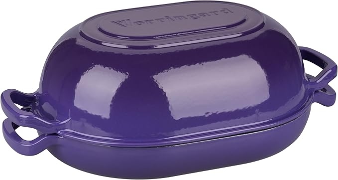 Enameled Cast Iron Sourdough Bread Oven, Dutch Oven, Loaf Cast Iron Bread Pan for Homemade Bread Baking, Meatloaf Pan with Lid, 7QT, Purple