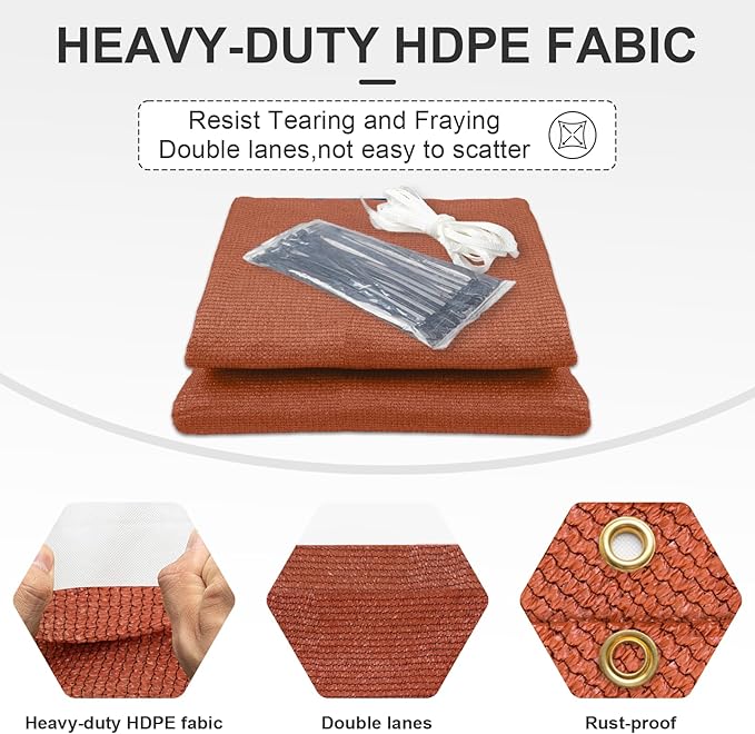 Cool Area Sun Shade Cloth with Grommets 6×24 FT Shade Panel Shade Tarp Screen Fabic for Outdoor Patio Pergola Cover Deck Garden, Terra Red (Customized)