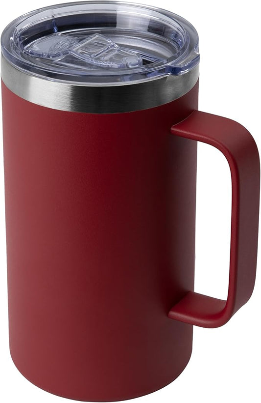DOMICARE 24oz Mug with Handle and Lid, Stainless Steel Coffee Mug, Reusable Insulated Cup, Travel Mug with Handle, Double Wall Vacuum Coffee Tumbler for Men and Women, Dark Red, Pack 1