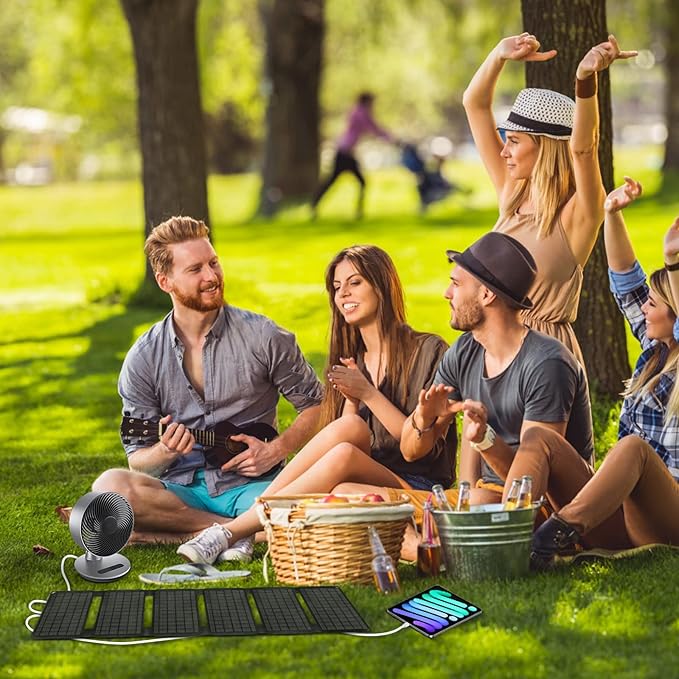 FlexSolar 40W Portable Solar Panel Charger with USB-A/USB-C/DC Outputs for Camera Phones Tablets Power Stations - Waterproof for Outdoor Backpacking Camping RV Boat