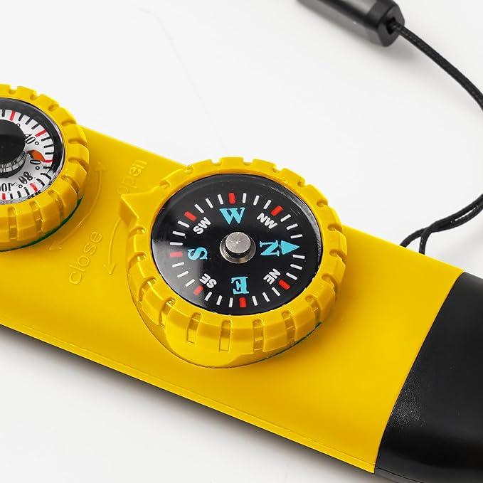 Emergency Survival Safety Whistle，Whistle for Kids with Lanyard,Compass,Thermometer,Ideal for Kayaking, Boating, Hiking, Camping, Climbing