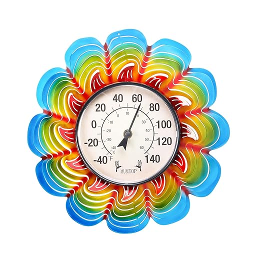 MUMTOP Outdoor Thermometers for Patio-Indoor Outdoor Wall Thermometer - Colorful Flower Outside Thermometer Decorative Temperature for Home or Garden Decor