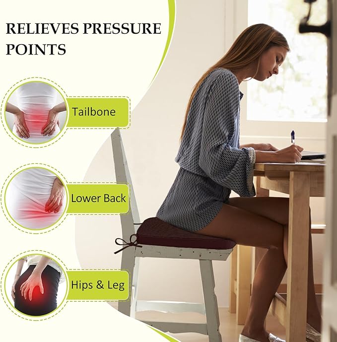 Chair Cushions for Dining Chairs, Indoor Chair Cushions with Ties，Waterproof Chair Pads Set of 4, Brown, 17x16x2.5 Inch