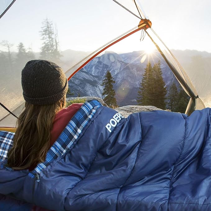 Flannel Sleeping Bag Cotton 0 Degree Cold Weather for Adults XXL Sleeping Bag 4 Season Big and Tall with Compression Sack