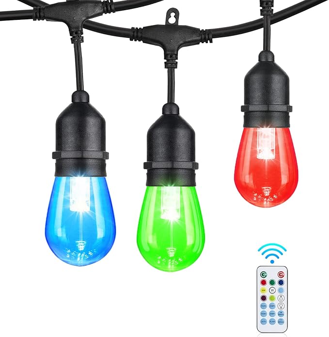 Auroraworld Outdoor String Lights, 24FT Color Changing Patio Lights Outdoor for Patio