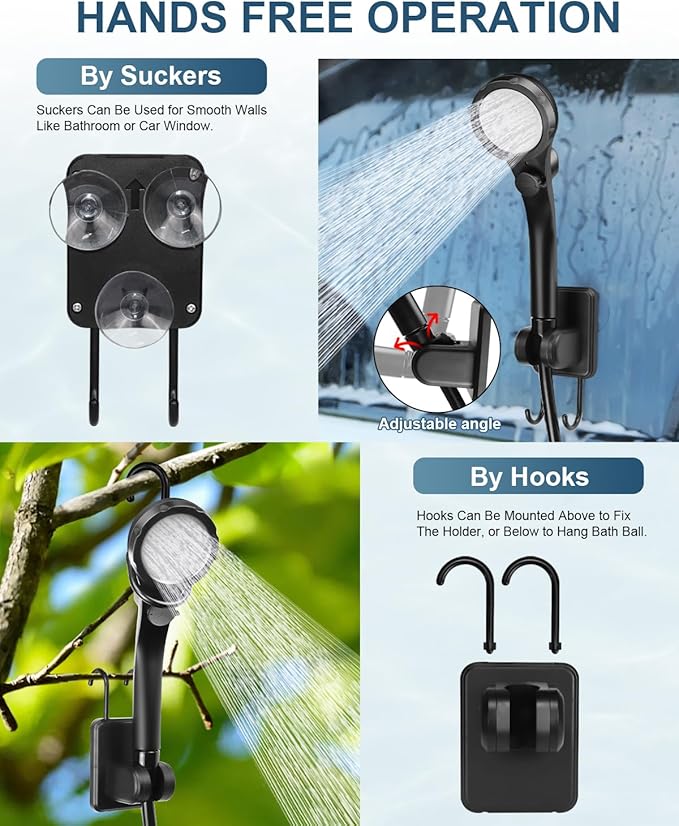 AUTOPkio Portable Camping Shower, Rechargeable Camp Shower Pump with USB Cable & Electric Outdoor Shower Head Sprayer for Camping, Hiking, Pet Bathing, Washing