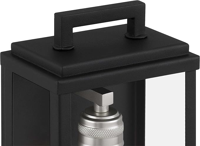 Eva Outdoor Lantern - 1-Light Exterior Wall Fixture with Clear Glass Shade, Matte Black Finish, Weather Resistant for Entryway, Doorway, Corridor, Balcony