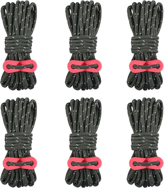 Azarxis Reflective Tent Guide Rope Lightweight Guy Line Cord with Aluminum Adjuster Guyline Tent Cord Tensioner for Camping Hiking Backpacking - Essential Survival Gear 13 Feet