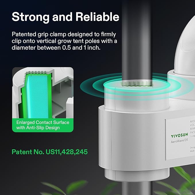 VIVOSUN 2-Pack AeroWave E6 Grow Tent Fan 6”, EC Motor, Smart Wifi Control, US Patented Auto Oscillating Clip fan, IP54, Strong Airflow but Quiet for Hydroponic Ventilation Circulation