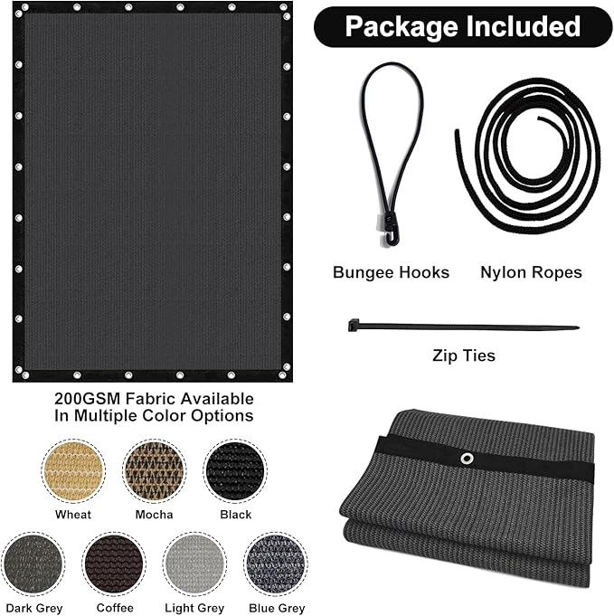 Artpuch 90% Sun Shade Cloth, 6 x 10 FT Pergola Shade Cover Canopy with Grommets, Sun Screen Fabric Tarp for Patio, Outdoor, Garden, Backyard, Dark Grey