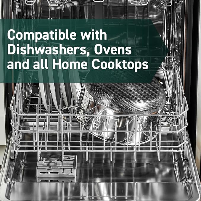 HexClad Hybrid Nonstick 8-Quart Stockpot with Tempered Glass Lid, Stay-Cool Handles, Dishwasher-Friendly, Oven-Safe Up to 900°F, Induction Ready, Compatible with All Cooktops