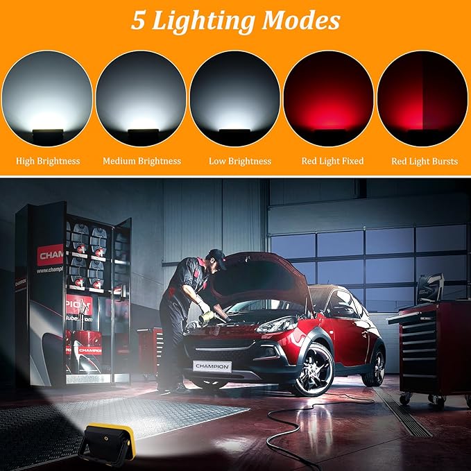 2 Pack Led Rechargeable Portable Work Light SMD LED Super Bright Flood Light Working Lamp Stand USB Cordless Battery Powered Worklight Tool for Outdoor Camping