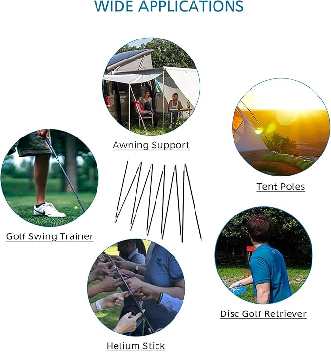 Aluminum Tent Poles Replacement, Fits Both Female and Male Ends, Lightweight Tent Pole Repair Kit, 7001 Aluminum Alloy T6 Heated