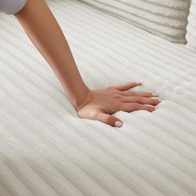 68.11" Corduroy Sleeper Chair Bed with USB Port, Cup Holders & Side Storage Pockets – 3-in-1 Foldable Sofa Bed for Guest Room, Living Room (ZY-1110-White)