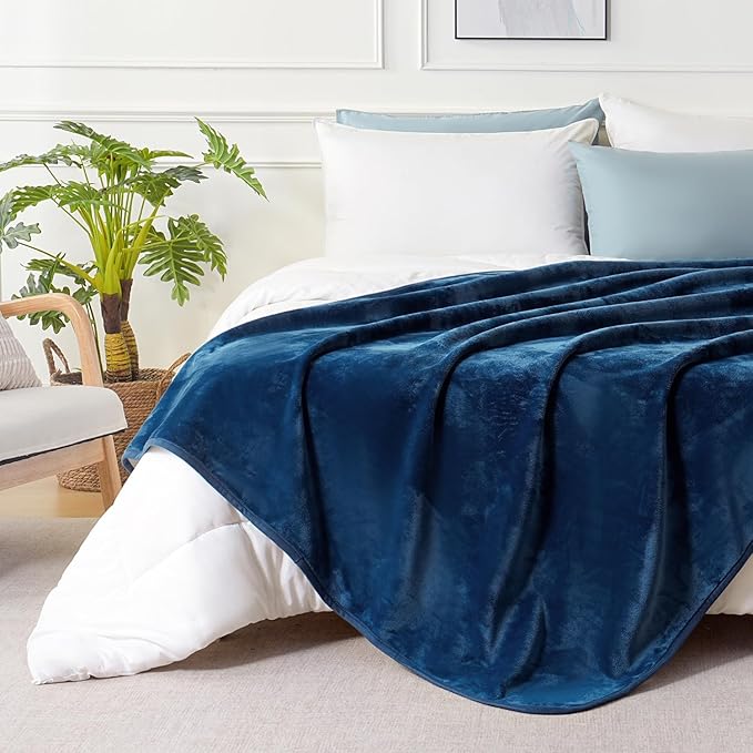 SOCHOW Waterproof Blanket for Bed Sofa Couch, Water Resistant Blanket Washable 60"x80", Reversible Leakproof Bed Cover for Adults Elderly Pets, Navy Blue & Light Grey