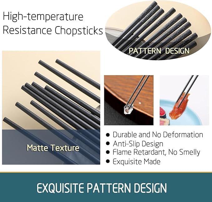 100 Pairs Sakura Fiberglass Sushi 24cm/9.4 Inch Chopsticks, Dishwasher Safe, Japanese Style Non-Slip, for Restaurant & Party, Black.