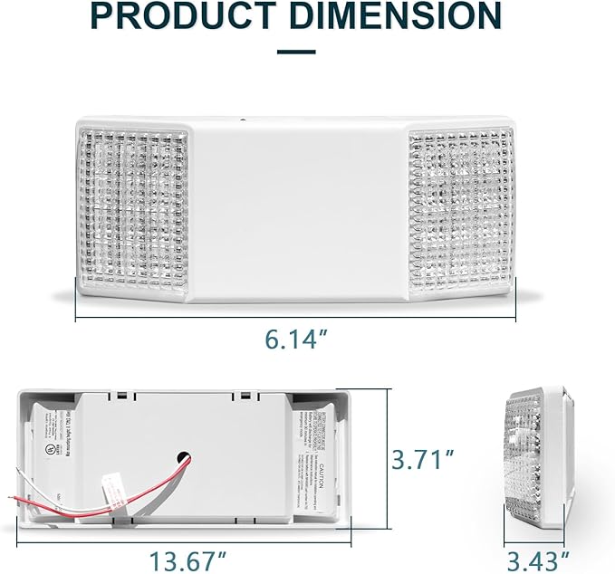 1 Pack LED Emergency Lights with Battery Backup, Two Square Heads Commercial Emergency Light, UL Listed for Damp Location,AC 120/277V, Hardwired Emergency Lights for Business