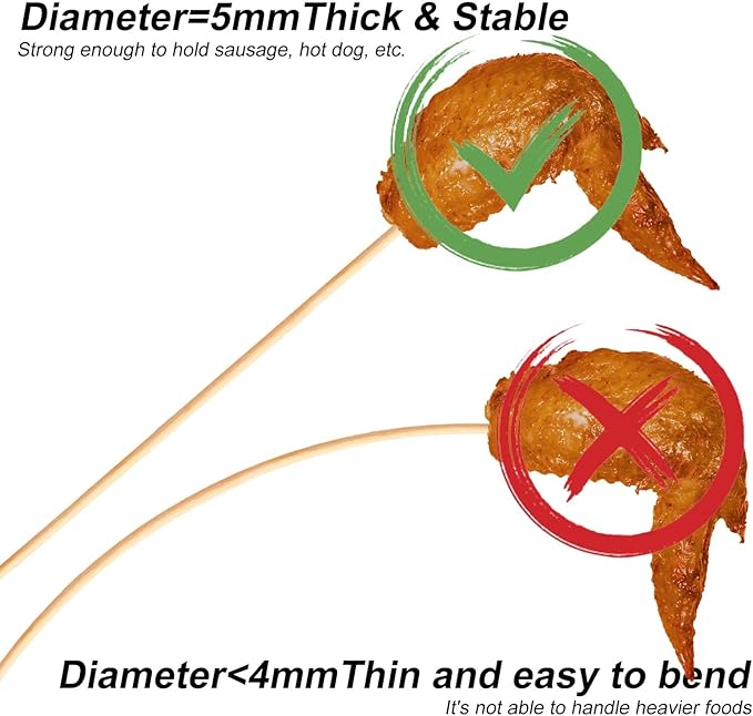 Natural Bamboo Smores Sticks 120 PCS, Extra Long 17.5" 5MM Thick Marshmallow Roasting Skewers, Heavy Duty Wooden S'more Sticks for Grilling, Camping Fire, Caramel Candy Apple, Hot Dog