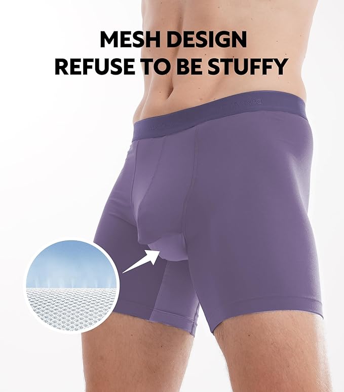 DAVID ARCHY Men's Underwear Ultra Soft Modal Dual Pouch Trunks Ball Pouch Bulge Enhancing Boxer Briefs for Men 3 or 4 Pack