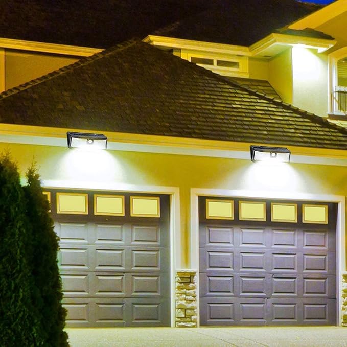 Aootek Solar Outdoor Motion Sensor Lights 2500Lm Solar Panel to 15.3 in² and 3 Modes(Security/Permanent On All Night/Smart Brightness Control) with IP65 Waterproof with Wide Angle(4pack)