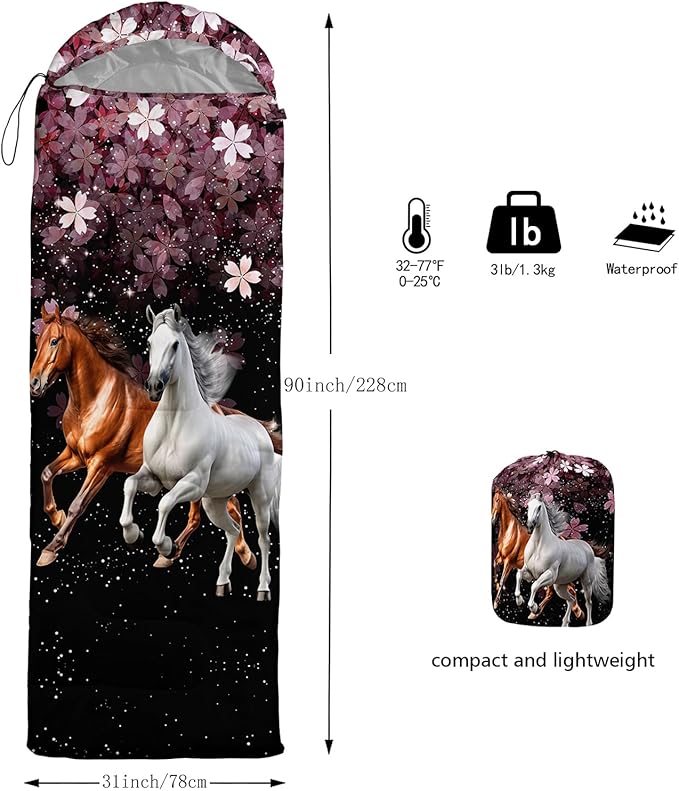 QOOMO Camping Sleeping Bags,3 Season Warm & Cool Weather,Lightweight,Waterproof Sleeping Bags for Adults & Kids,Traveling,and Outdoors,Camping Gear Equipment