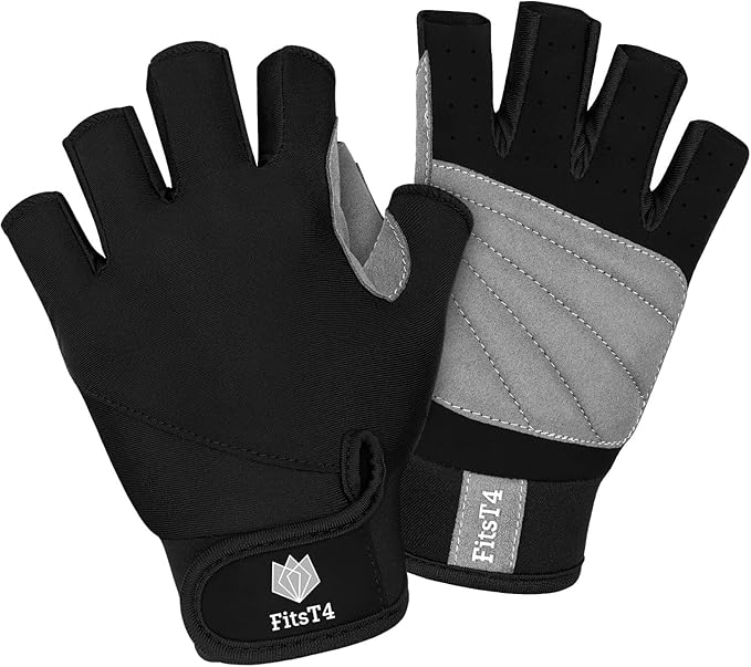 FitsT4 Sports Half Finger Padded Palm Gloves for Diving, Sailing, Jet Skiing, Stand-UP Boarding, Kayaking and Water Skiing, Suitable for Men&Women&Youth