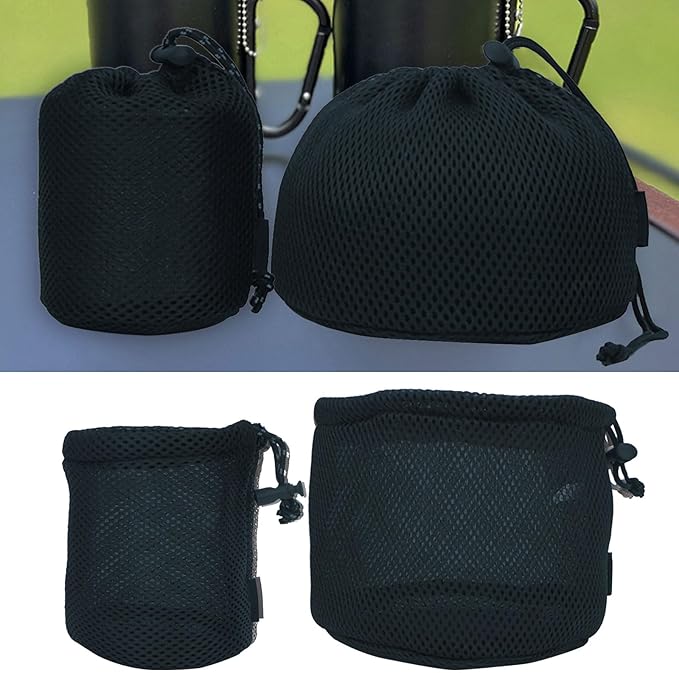 Black Nylon Mesh Bag Travel Stuff Sacks Drawstring Bag Outdoor Pots Storage Bag Camping Tableware Organizers Storage
