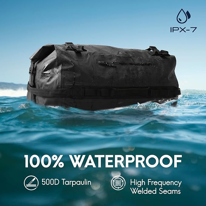 Haimont Large Waterproof Duffel Backpack Roll-Top Heavy Duty Dry Duffle Bag for Boating, Travel, Motorcycle, Kayaking, Camping, 60L