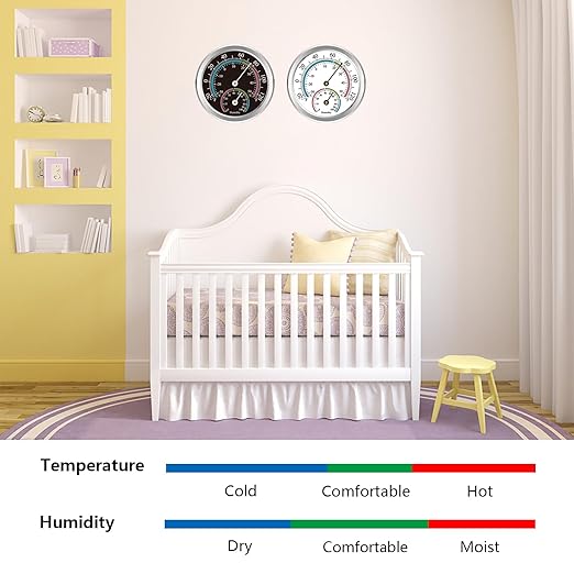 Indoor Thermometer Hygrometer Mini Analog 2 in 1 Temperature Humidity Outdoor Monitor Gauge for Home, Offices, Wall, Display Mechanical (3 Pack)