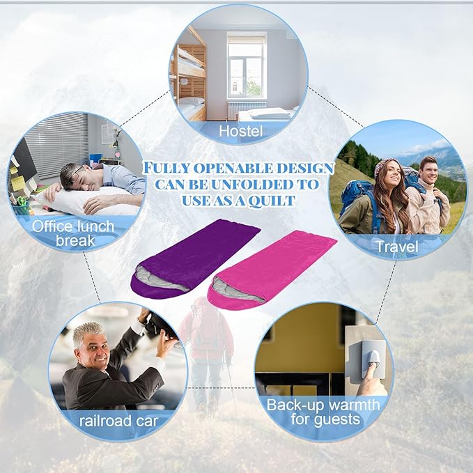 Tudomro 16 Pack Camping Sleeping Bags Bulk Adults Envelope 4 Season Cold Warm Weather Lightweight Waterproof Compact Backpacking Sleeping Bag for Travel Hiking