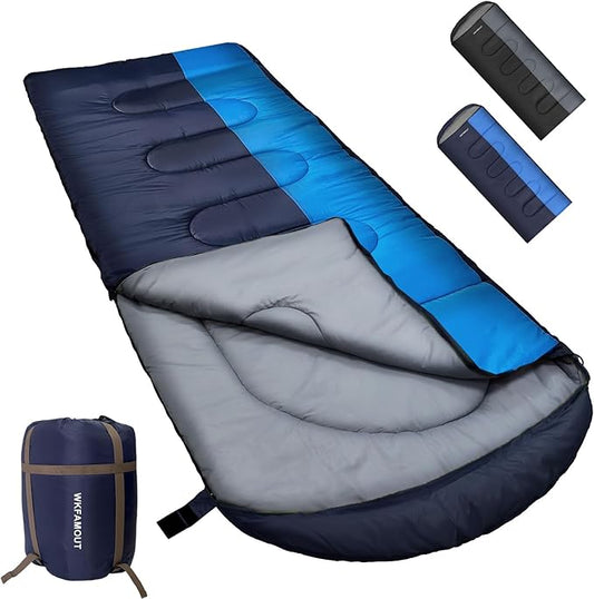 XL 10 Degree Sleeping Bags Waterproof for Adults 350GSM Machine Washable with Compression Sack for 3-4 Season Camping Outdoor