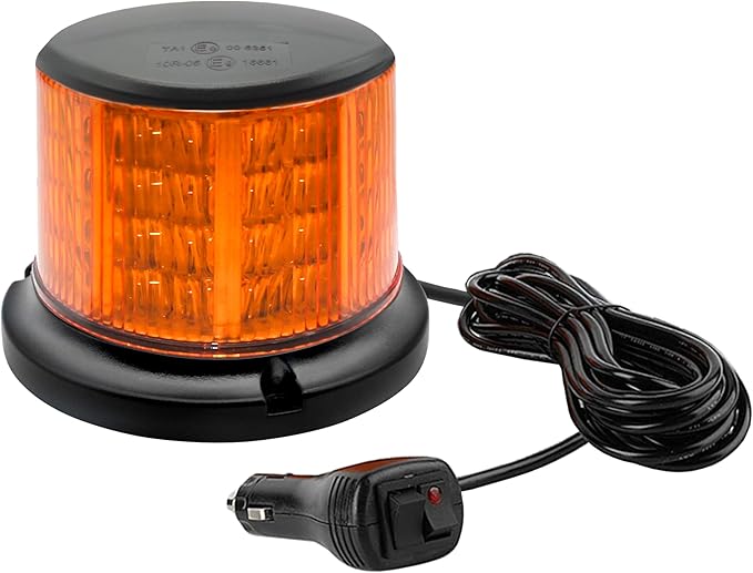 64LEDs Amber Strobe Lights for Trucks, 12-24V Safety Flashing Warning Light, 10 Modes Amber Emergency Lights for Vehicles, Magnetic Beacon Light for Trucks Vehicles Cars