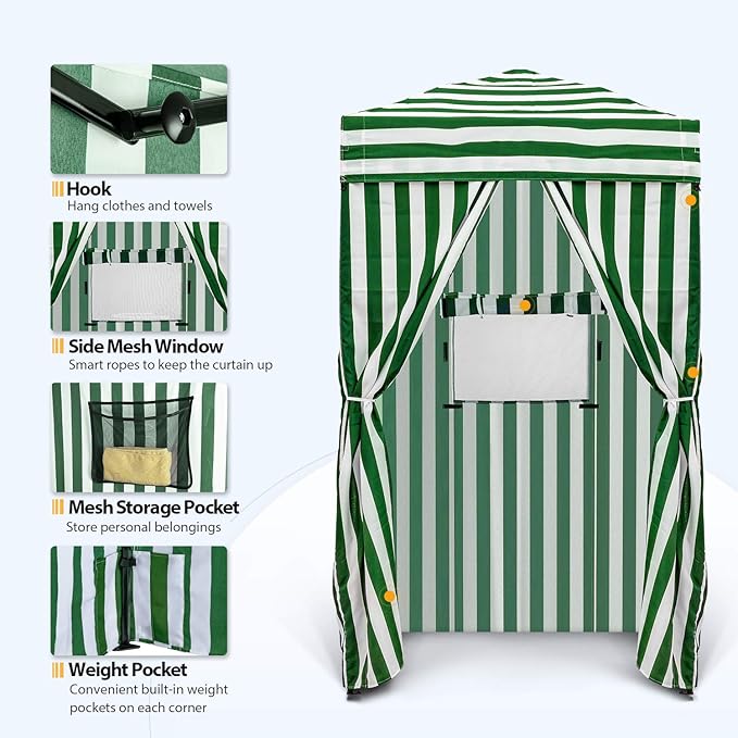 EAGLE PEAK Flex Ultra Compact 4x4 Pop-up Canopy, Sun Shelter, Changing Room, Portable Privacy Canopy Cabana for Pool, Fashion Photoshoots, or Camping, Green/White