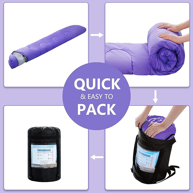 Sleeping Bags for Adults,Kids & Girls-Warm & Cold Weather Lightweight Waterproof Sleeping Bag Backpack with Compact Bag,Great for 3-4 Seasons Hiking,Camping and Outdoor