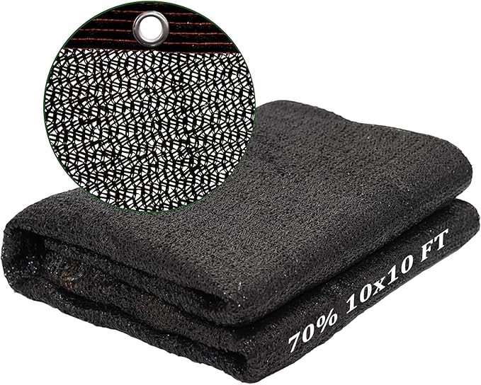 UCINNOVATE Sunblock Shade Cloth 70% Shade Net Greenhouse Covers 10ft x 10ft Fabric Mesh Tarp Sunshade Sunscreen UV Resistant Netting with Grommets for Garden Patio Lawn Plant Parking Yard or Kennel