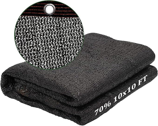 UCINNOVATE Sunblock Shade Cloth 70% Shade Net Greenhouse Covers 10ft x 10ft Fabric Mesh Tarp Sunshade Sunscreen UV Resistant Netting with Grommets for Garden Patio Lawn Plant Parking Yard or Kennel