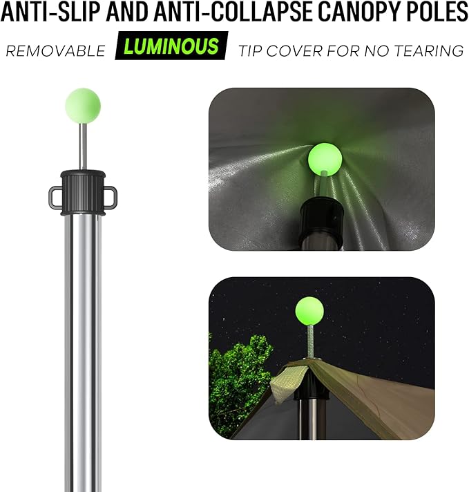 SANLIKE Telescoping Tarp Pole Heavy Duty Tent Poles, 33"-86.6"/94" Thickened Tube Collapsible Stainless Steel Canopy Poles for Camping Backpacking Hiking Awning Sun Sails Outdoor Sports, Set of 2