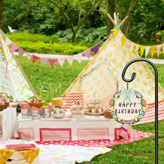 Gtongoko 8 Pack Shepherds Hooks for Outdoor 32 Inch Garden Hooks for Hanging Plants, Lanterns, Bird Feeders, Solar Lights, Mason Jars, Weddings Decor, Adjustable, Matte Black