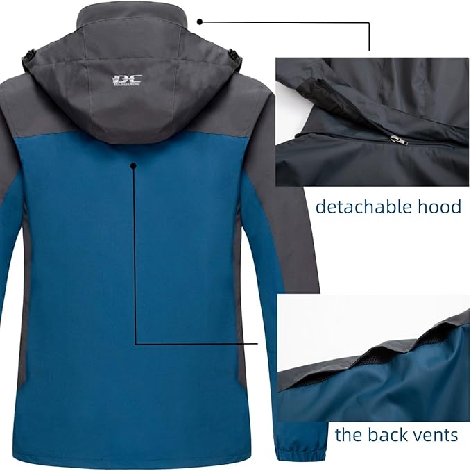 Diamond Candy Men's Hooded Waterproof Jacket Lightweight Rain Jacket Outdoor Casual Sportswear