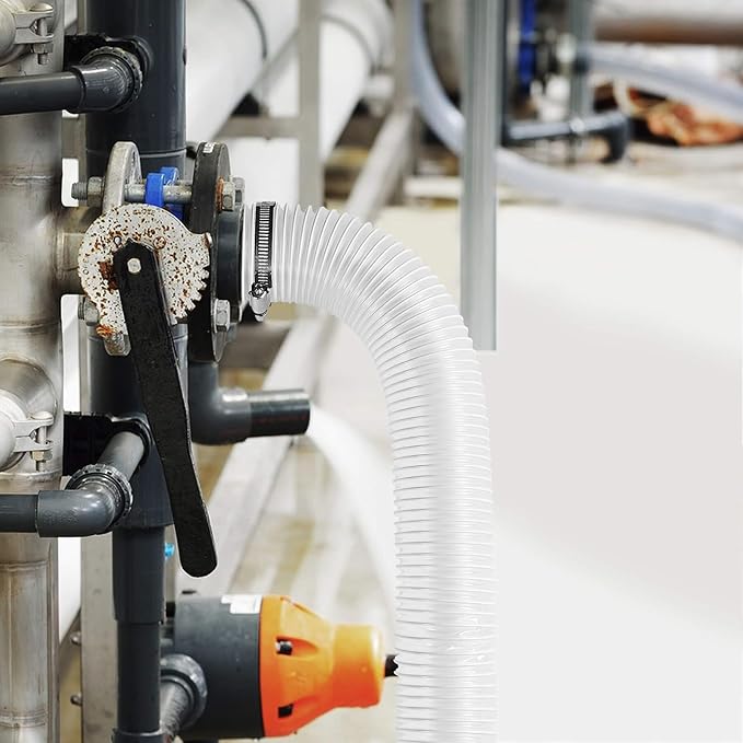 2 1/2" x 30' PVC Dust Collection Hose, Puncture Resistant Fume Collection Hose with 8 Pieces Stainless Steel Clamps, Clear Dust Collector for Woods Debris