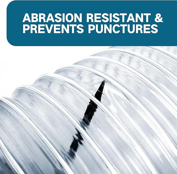 Heavy PVC Dust Collection Hose 6" x 10', Puncture Resistant PVC Dust Collection Hose with Carbon Steel Wire Coil, Flexible Clear PVC Fume Collection Hose for Dust Collectors