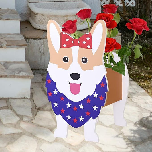 2D Corgi Planter, American Style Corgi Shape Garden Pots Plant Pots for Indoor/Outdoor Gardens Decoration, Cute, Surprise Gifts/Souvenirs for Pet Lovers